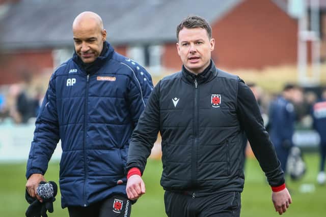 Chorley assistant manager Andy Preece, left, with boss Jamie Vermiglio
(photo: Stefan Willoughby)