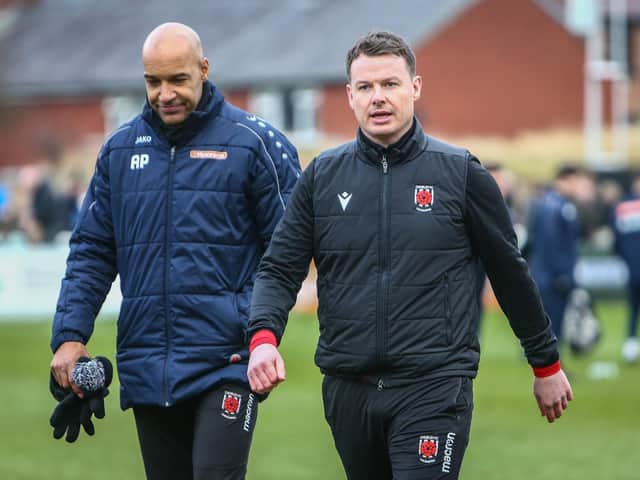 Chorley assistant manager Andy Preece, left, with boss Jamie Vermiglio
(photo: Stefan Willoughby)
