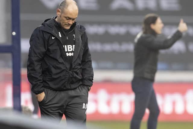 Preston North End manager Alex Neil looks down in the dumps on the touchline at Wycombe