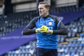 Preston North End's new loan goalkeeper Daniel Iversen during the warm-up at Wycombe