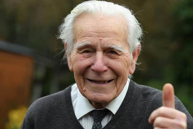 Arthur Wilkinson, 87, after getting his Covid vaccine