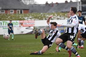 Mike Calveley makes it 2-0 for Chorley against Derby