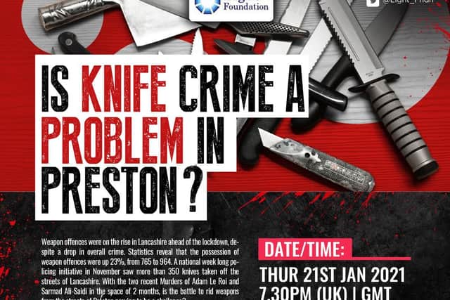 The online event next Thursday (January 21) will bring together guest speakers to discuss the problem of knife crime culture in Preston