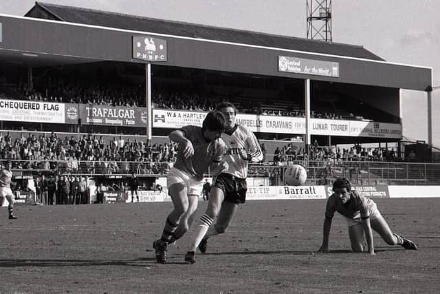 North End defender Don O'Riordan challenges against Bristol Rovers at Deepdale