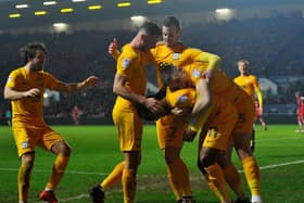 Preston North End celebrate Daniel Johnson's winner at Bristol City in December 2016