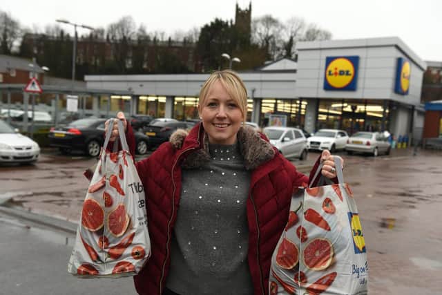 Reporter Catherine Musgrove with £15 of shopping from Lidl