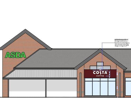 Plans showing the side entrance to the new Costa at Asda supermarket in Towngate, Leyland. Pic credit: Jigsaw Planning