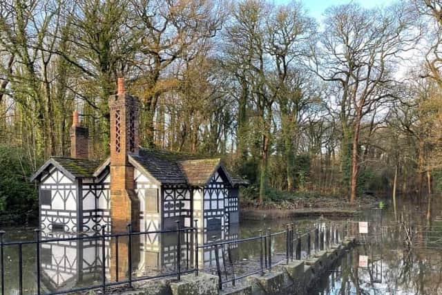 The flooded Ackhurst Lodge in Astley Park, Chorley. Pic: Chorley Council