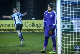Connor Hall celebrates scoring the winner (photo: Stefan Willoughby)