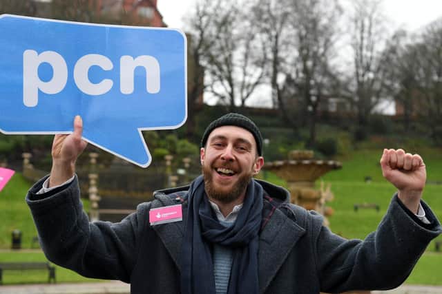 Jack Bamber pictured with the new PCN logo