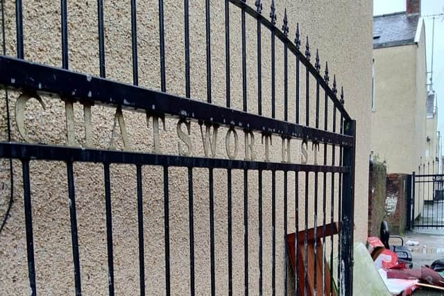 Chatsworth Street, Preston, where alley gates have been left open and waste flytipped