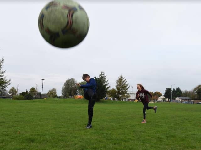 The grassed area at the Bamber Bridge Leisure Centre is good enough for an informal kickabout - but not usually much else (image: Neil Cross)