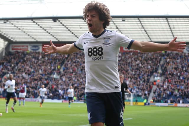 Ben Pearson celebrates scoring for PNE against Aston Villa in October 2016