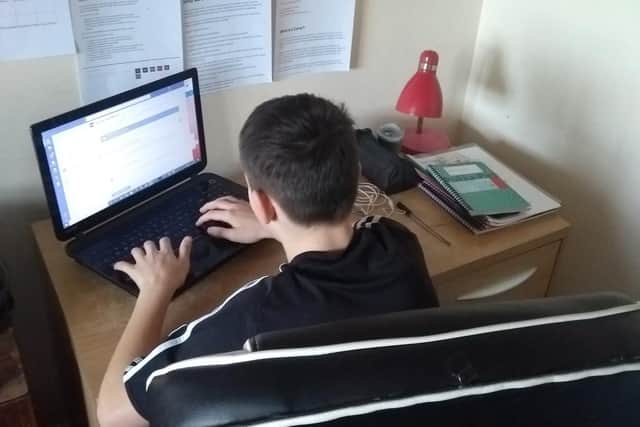 11-year-old Jacob works from home whilst mum Katie Campbell works 55 hours a week