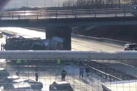 Emergency services tend to the tanker at junction 27