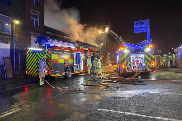 Firefighters tackle the blaze in Chorley