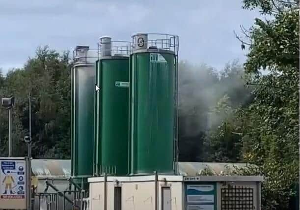 The three silos pictured at the Whitemoss Landfill site last year (image: CPRE presented at Lancashire County Council development control committee meeting)