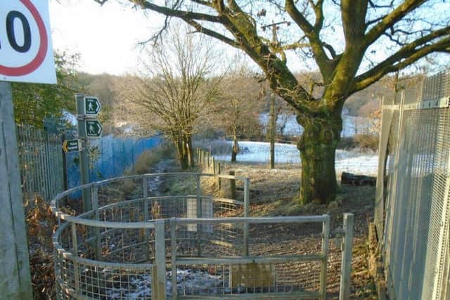 A public footpath to the north of the existing construction waste facility operated by Ruttle Plant Holdings (image: Lancashire County Council)