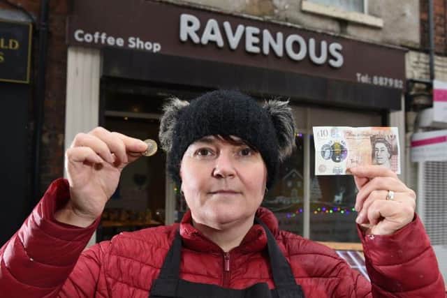 Louise Sey, owner of Ravenous coffee shop was conned out of £12