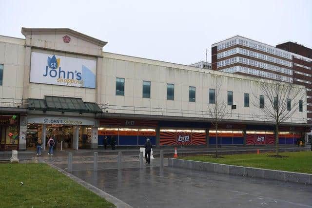 The Tithebarn Street entrance to St. John's Shopping Centre, pictured before B&M Bargains closed in January 2020