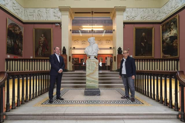 Eric Knowles and Lubaina Himid pictured in the Harris Museum and Art Gallery, Preston