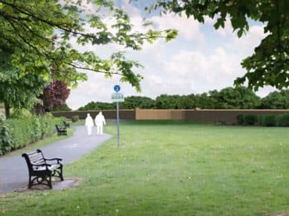 Artist's impression of how new flood defences will look in Broadgate Gardens, Preston. Credit: Environment Agency
