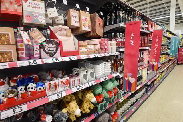 Seasonal aisle with Valentine's Day gifts and Easter Eggs.