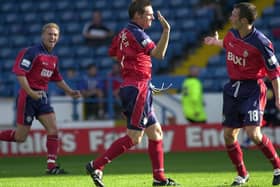 Graham Alexander is congratulated by Michael Appleton after scoring in Preston North End's win against Sheffield Wednesday in September 2000