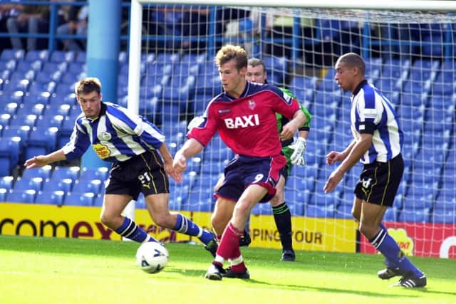 PNE striker Brian McBride in action against Sheffield Wednesday