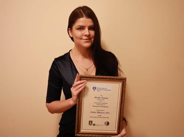 Nelda Biltauere who has received the inaugural Martin Kenney Award for Outstanding Contribution to the Study of Financial Investigation.