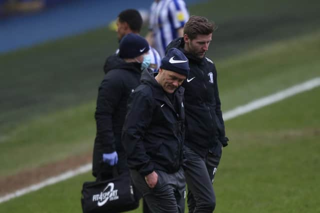 PNE manager Alex Neil at the final whistle with Paul Gallagher