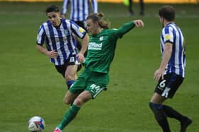 Brad Potts gets a shot in on goal