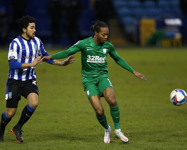 Preston North End midfielder Daniel Johnson in action against Sheffield Wednesday