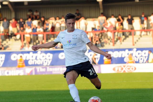 Ben Davies in action for Preston North End against Morecambe in July 2014