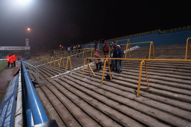 A quiet away end at Saltergate for PNE's AWS clash with Chesterfield in December 1996