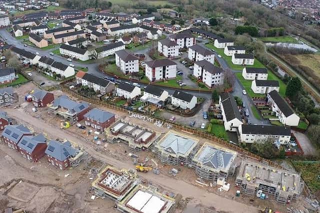 An aerial shot of the former brickworks site at Cottam, Preston, under construction. Prep work has begun on the site to pave the way for a new district centre, which could include an Aldi store, more than 80 new homes and retail and business space