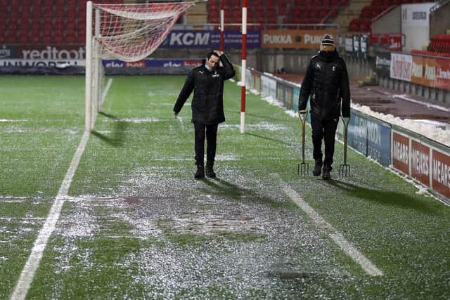Rotherham's clash with Derby was postponed on Tuesday due to a waterlogged pitch and played 24 hours later