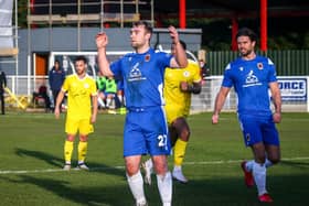 Connor Hall saw his penalty kick saved against Brackley Town
(photo: Stefan Willoughby)
