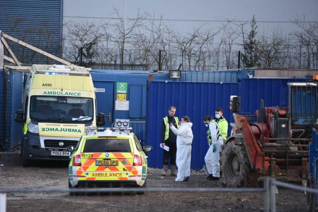 Emergency services at the building site in Buckshaw Village this afternoon (Tuesday, February 9)