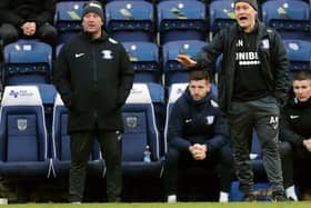 Alex Neil (right) and Steve Thomspon (left) during PNE's loss to Rotherham United.