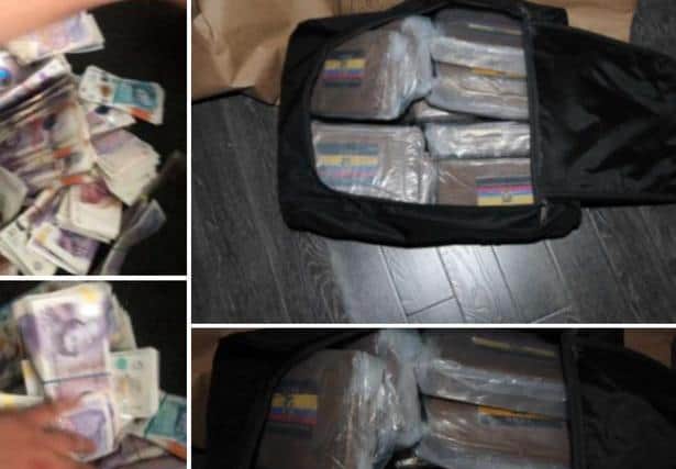 The block-packages of high-purity cocaine were wrapped in plastic sheets donning images of the Ecuadorian flag and hidden in a metal box under the stairs