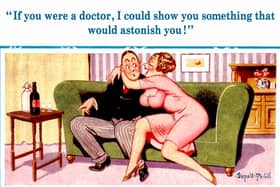 Banned postcard by Donald McGill.