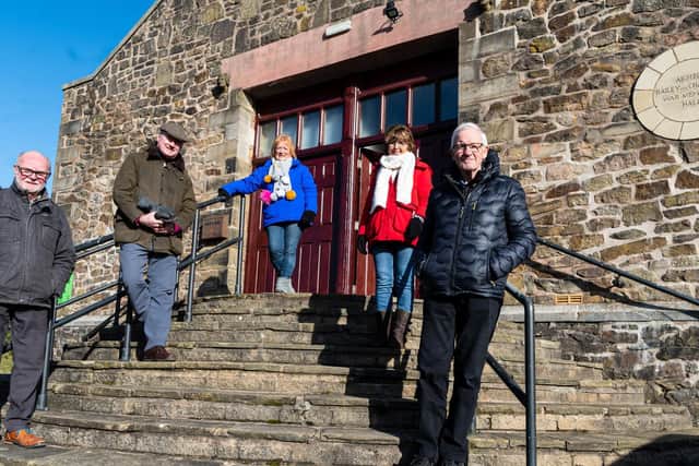 Those who have spearheaded the drive to transform Hurst Green memorial hall celebrate the Lottery success  Photo: Kelvin Stuttard