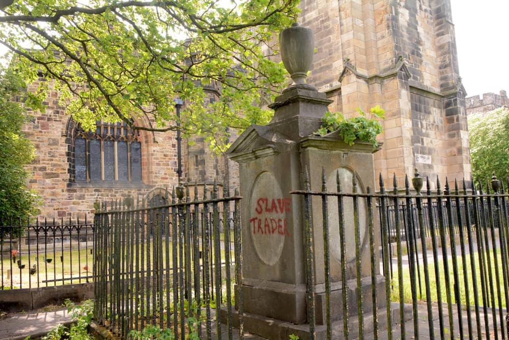 The Rawlinson family memorial in Lancaster Priory churchyard which was daubed with paint last year.