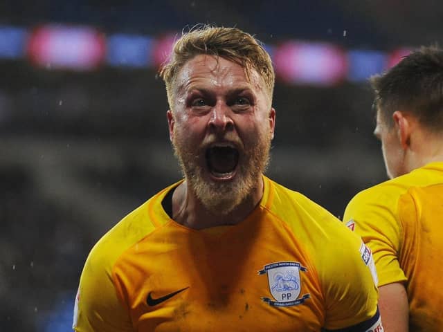 Tom Clarke celebrates his goal.