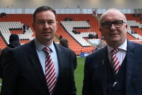 Morecambe manager Derek Adams and co-chairman Rod Taylor