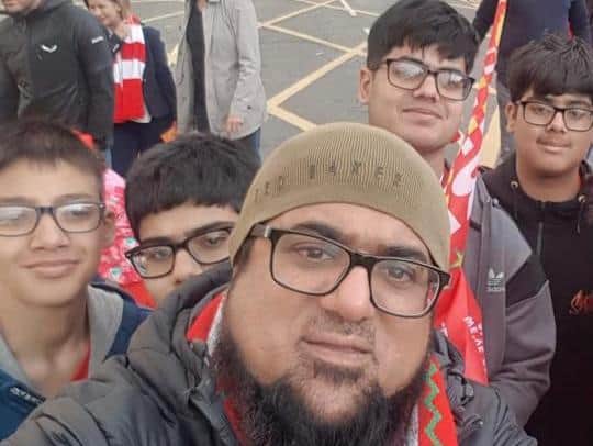 Salim with his sons and nephew at the Liverpool FC Champion's League parade