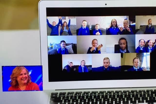 Kath Crawley, who is retiring from St Thomas’ CE Primary School in Wigan after a 32-year teaching career, was moved to tears as she watched video messages from former pupils and her current class appeared by video link to say a very special “thank you Miss” to their favourite teacher
