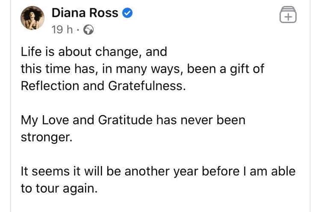 Diana Ross' post on social media