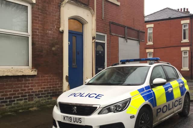 Police cars were pictured parked up along Dallas Street today and officers have been seen going door-to-door to offer reassurance